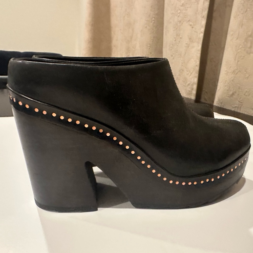 Rag & Bone Esme Platform Clogs Black Leather Studded - Picture 3 of 7